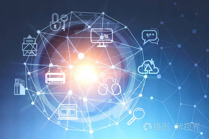 科技與視覺的交融 HUD界面下的深藍網絡通信圖景